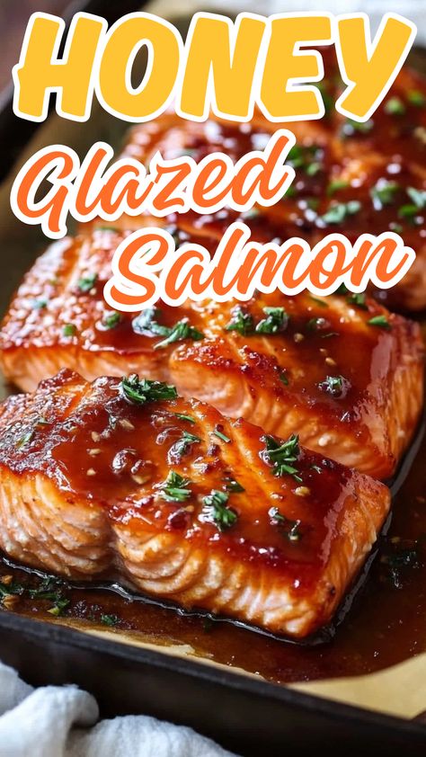 Honey Glazed Salmon Honey Marinade For Salmon, Honey Crusted Salmon, Salmon Recipes Balsamic Glaze, Salmon Recipes Honey Glazed, Honey Chili Salmon, Honey Salmon Glaze, Salmon Glaze Recipes Healthy, Salmon And Brown Rice Recipes, Honey Glazed Shrimp Recipes