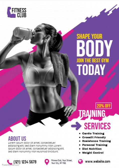 Gym Advertising, Fitness Flyer, Gym Poster, Coach Sportif, Workout Posters, Sports Flyer, Fitness Design, Gym Design, Weight Control