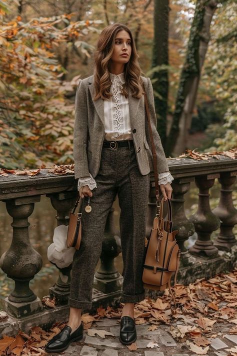 Modern Vintage Style Outfits, Elegant Vintage Outfits, Tartan Aesthetic, Modern Vintage Outfits, British Style Outfits, Romantic Academia Aesthetic Outfit, Romantic Academia Outfits, Fine Outfits, Vintage Academia