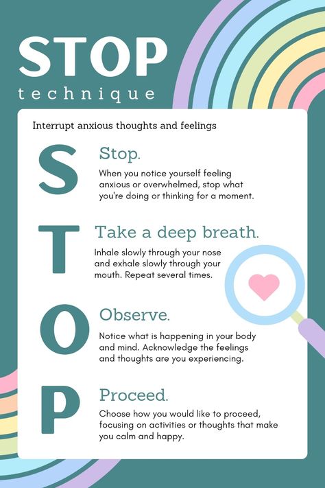 Stop Technique, Cbt Worksheets, Dbt Skills, Calming Techniques, Grounding Techniques, Emotional Regulation, Coping Strategies, Mental And Emotional Health, Coping Skills