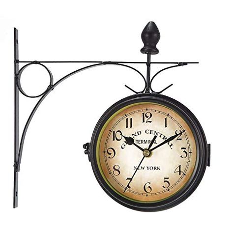 Train Station Clock, Wall Clock Hanging, Garden Clocks, Wall Clock Classic, Retro Wall Clock, Living Vintage, Hanging Clock, Clock Movements, Vintage Wall Clock