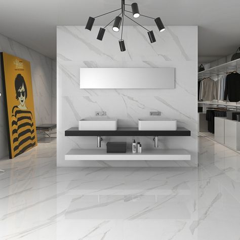 Living Room Floor Tiles, Room Floor Tiles, Large Floor Tiles, Bathroom Concepts, Tile Floor Living Room, Statuario Marble, White Marble Floor, Marble Floors, Designer Bathroom