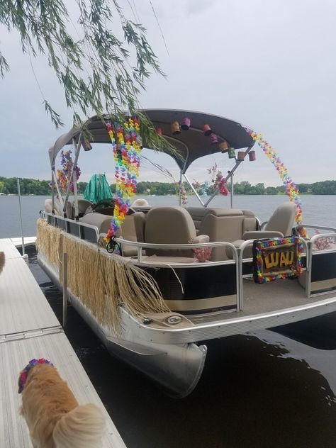 Boat Parade 2018- Hawaii Boat Parade Decorating Ideas, Boat Decorating Ideas Party, Pontoon Boat Decor, Parade Ideas, Luau Decorations, Boat Parade, 20th Birthday Party, Pontoon Boats, Boat Lights