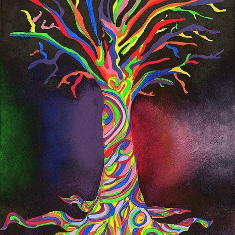 Trippy Backgrounds, Trippy Artwork, Trippy Drawings, Trippy Painting, Painting Snow, Abstract Tree, Eclectic Art, Tree Canvas, Tree Drawing