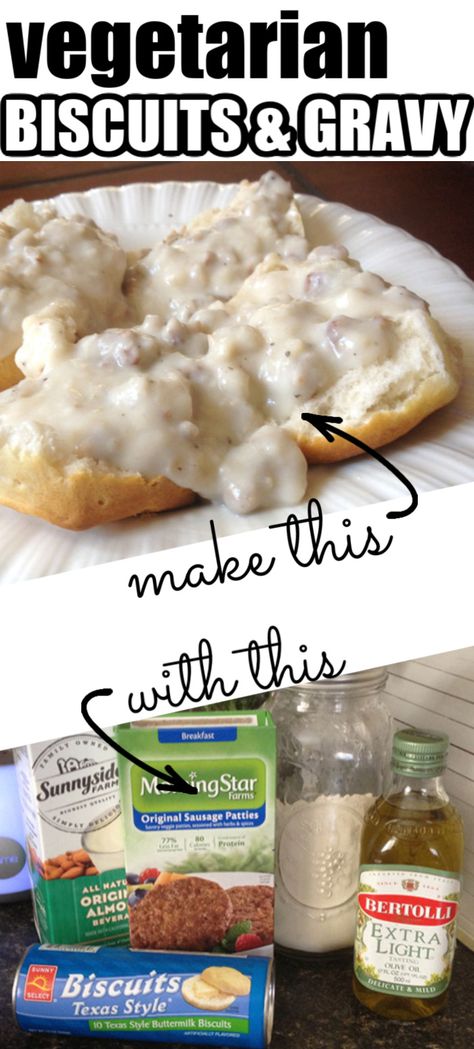 Meatless Biscuits And Gravy, Vegetarian Gravy Biscuits, Vegetarian Dishes Breakfast, Veggie Biscuits And Gravy, Vegetarian Biscuits And Gravy Recipes, Vegetarian Sausage Gravy, Vegan Gravy For Biscuits, Vegan White Gravy Recipe, Healthy Biscuits And Gravy