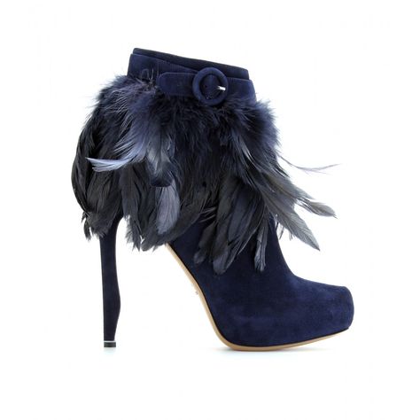 Nicholas Kirkwood Feather Shoes, Designer Ankle Boots, Casual Ankle Boots, Nicholas Kirkwood, Platform Ankle Boots, How To Make Shoes, Suede Ankle Boots, Blue Suede, Buy Shoes