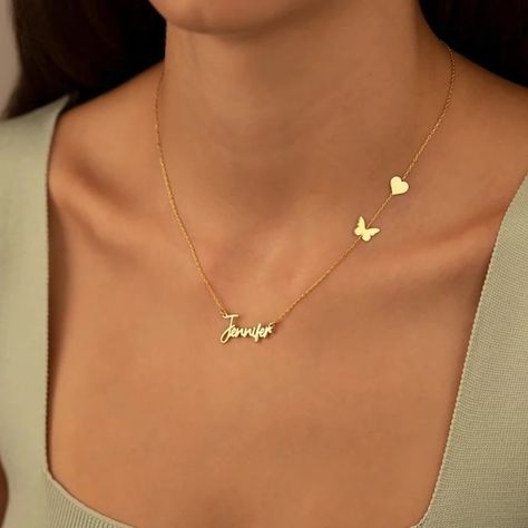 Personalized Gold Heart Butterfly Necklace for Couples https://oveep.com/ Necklace For Couples, Heart Butterfly, Butterfly Necklace, Gold Heart, Heart Of Gold, Gold, Quick Saves