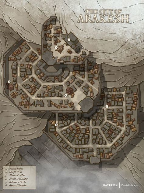 In 1699 BA, at the end of the Dragon War the dwarven kingdom of Gynardia fell. Its cities had been reduced to rubble and overrun by dragonborn forces. Today the city of Arakesh stands on the ruins of the old dwarven capital of Gynardar. Dwarven Kingdom, Noxus League Of Legends, Dwarven City, City Ruins, Fantasy City Map, Village Map, Dnd World Map, Fantasy Town, Fantasy World Map