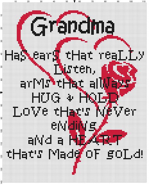 Grandma Cross Stitch, Crochet Names, Stitch Pics, Mothers Love Quotes, Crochet Graph, Cross Stitch Fonts, Aida Cloth, Plastic Canvas Christmas, Diy Teacher Gifts