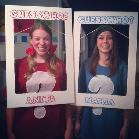 Guess Who? Guess Who Costume, Bff Costumes, Who Costume, Halloween People, Best Friend Costumes, Funny Photos Ideas, Funny Couple Costumes, Friend Costumes, Romantic Partner