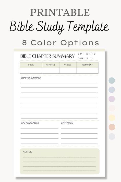 Chapter Summary Template, Summary Worksheet, Printable Bible Study, Bible Study Template, Faith Journal, Chapter Summary, Bible Study Printables, Group Study, Bible Study Notebook