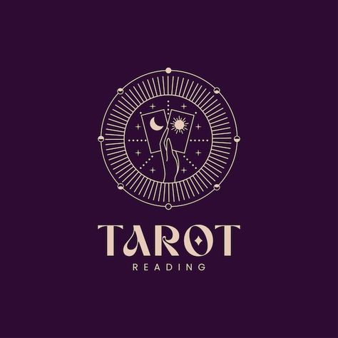 Vector astronomy tarot card reading logo... | Premium Vector #Freepik #vector Textile Branding, Tarot Logo, Tarot Card Reading, Logo Emblem, Reading Tarot Cards, Tarot Readers, Card Reading, Starry Sky, Logo Designs