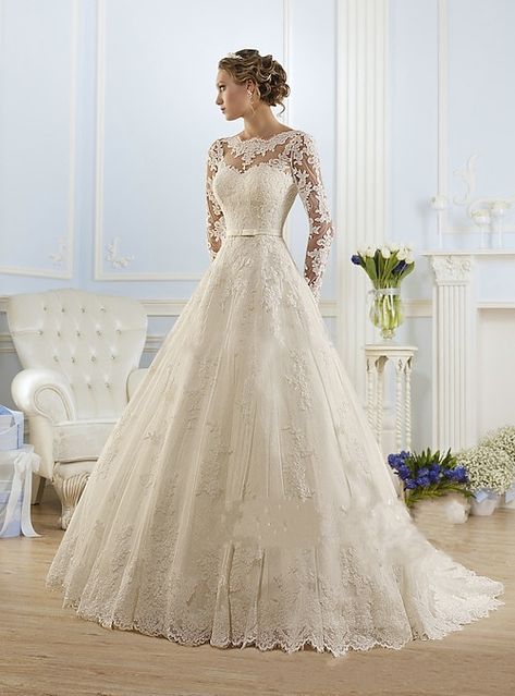 Formal Wedding Dresses, Jeweled Wedding Dress, Cheap Wedding Dresses Online, Wedding Dresses Ball Gown, Bridal Dresses Lace, Long Sleeve Wedding Dress Lace, Wedding Dress Fabrics, Lace Bridal Gown, Sleeve Wedding Dress