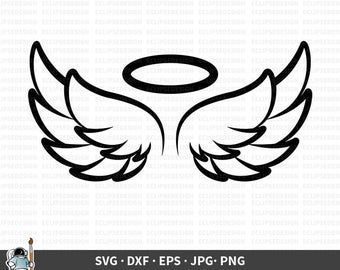 Wings Outline Tattoo, Cricut Angel, Wings Outline, Wing Vector, Wings Clipart, Nativity Angel, Halo Cut, Angel Wings Svg, Tattoo Svg