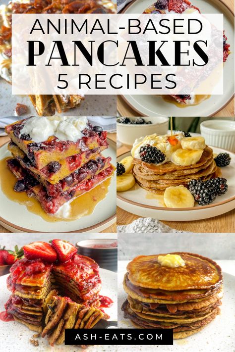 Looking for a recipe for animal-based pancakes? I have 5 recipes for animal-based pancakes that I linked to this post. One of the animal-based pancakes recipes is carnivore too, made with beef liver, eggs, and ghee. The other animal-based pancakes recipes include fruit, honey, and/or maple syrup. If you've been following an animal-based diet and have been craving pancakes, consider these animal-based pancakes. #animalbased #pancakes Animal Based Pancakes, Animal Based Diet Desserts, Animal Based Breakfast Ideas, Animal Based Diet Breakfast, Animal Based Snacks, Animal Based Breakfast, Animal Based Recipes, Carnivore Thanksgiving, Animal Based Diet Recipes