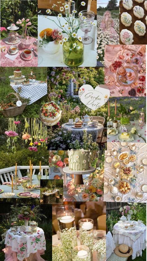 Cottage Core Garden Party Aesthetic Cottage Core Garden, Sweet Sixteen Birthday Party Ideas, Sweet 16 Themes, Fairy Garden Birthday Party, Garden Party Theme, Fairy Tea Parties, Fairy Garden Party, Garden Party Birthday, Tea Party Theme