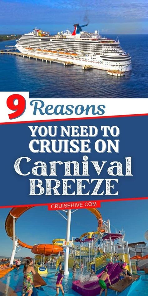 Reasons why you need to take a Carnival Breeze cruise vacation along with cruise ship tips and things to do onboard the Carnival Cruise Line operated vessel. via @cruisehive Carnival Breeze Cruise, Cruise Ship Tips, Carnival Cruise Tips, Cruise Rooms, Cruising Tips, Cruise Secrets, Carnival Breeze, Carnival Cruise Ships, Top Cruise