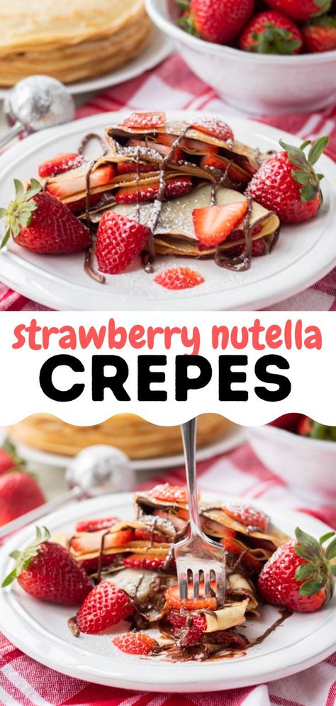 Strawberry Nutella Crepes turn any day into a special occasion! Stuffed with Nutella and dusted with powdered sugar, serve these strawberry crepes for both breakfast or dessert.
They’re perfect for Valentine’s Day, Mother’s Day or any special occasion! Strawberry Crepes Recipe, Crepes Recipe Breakfast, Vegetable Soup Recipes Healthy, Nutella Ingredients, Nutella Breakfast, Lemon Crepes, Cabbage Steaks Recipe, Stuffed Crepes, Homemade Crepes