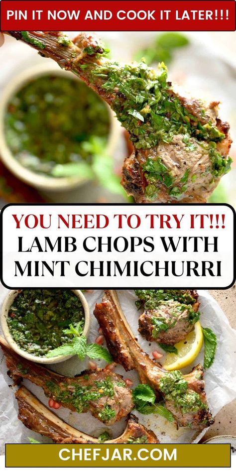 Experience a burst of flavor with Air Fryer Lamb Chops and Mint Chimichurri! Juicy, tender lamb chops cooked to perfection in the air fryer, served with a refreshing mint chimichurri sauce. Lamb Sauce Recipes, Air Fryer Lamb Chops, Air Fryer Lamb, Mint Chimichurri, Lamb Sauce, Lamb Leg Recipes, Lamb Chop Recipes, Chimichurri Recipe, Mint Sauce