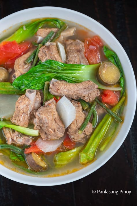 Porknigang (Sinigang na Baboy) Ribs Soup Recipe, Sinigang Na Baboy Recipe, Pork Ribs Soup, Sinigang Na Baboy, Cooking Pork Ribs, Pork Sinigang, Sinigang Recipe, Ribs Soup, Philippine Cuisine