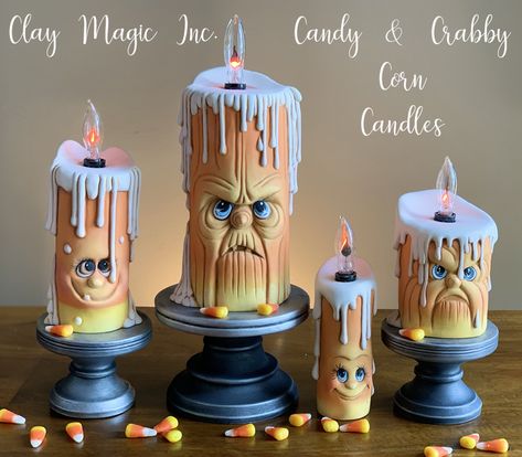 Clay Magic - Gallery Creepy Candles, Moldes Halloween, Clay Slip, Paint Ceramic, Ready To Paint Ceramics, Halloween Clay, Ceramic Decoration, Adornos Halloween, Group Project