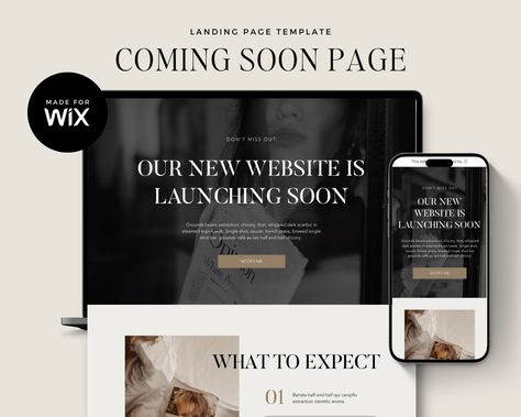 Create a beautiful, professional landing page with a Wix template and start generating leads. #Coming_Soon_Website_Design #Esthetician_Website #Coming_Soon_Landing_Page #Coming_Soon_Template Launching Soon Website Design, Coming Soon Website Design, Services Page Design, Website Launch Idea, Esthetician Website, Landing Page Ideas, Coming Soon Landing Page, Coming Soon Template, Website Fonts