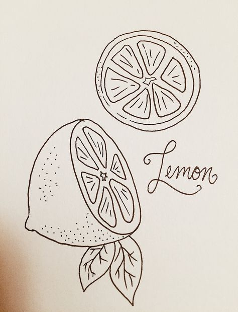 Aesthetic Sharpie Drawings, Lemon Aesthetic Drawing, Cute Drawings Of Fruit, Lemon Doodle Drawing, Sharpie Pen Art, Fruit Drawing Aesthetic, Lemon Cartoon Drawing, Fun Drawing Ideas Doodles, Simple Fruit Drawings