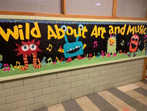 Colorful monster bulletin board for elementary Monster Bulletin Boards, Bulletin Boards For Elementary, Music Bulletin Boards, Monster Theme, Bulletin Board Display, Board Ideas, Bulletin Boards, Bulletin Board, Music Art