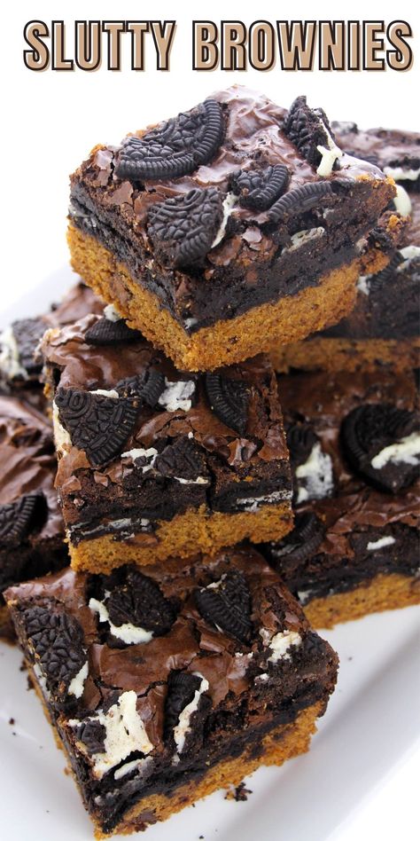 Sluttier Brownies, Cookie Dough Oreo, Peppermint Brownies, Brownie Toppings, Oreo Brownies, Brownie Ingredients, Brownie Batter, Brownies Recipe, Pumpkin Spice Cupcakes