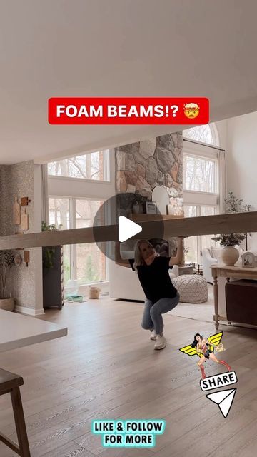 Redo Spaces • DIY • Interior Design • Remodel • Home on Instagram: "Wood Beams Made of Foam 🤩👇 

This is an awesome DIY video from @comestayawhile it looks like a real wood beam but no it’s foam! So much great DIY on her page!

She scored these beams from @architecturaldepot Heritage Timber Faux Beams 🤩 

Follow @redospaces for more great DIY ideas and content from around the 🌎 

#redodpaces #diy #foamprojects #woodbeams #buildityourself #beamdesigns #handmadehome #foamcrafting #creativeconstruction #structuralbeauty #homemademodern #artisanalarchitecture #innovativeinteriors #foam #craftersofinstagram #easydiy #diyshop #crafty #craftylife #remodel #diyidea #foamposite #homeremodeling #homeremodel #renovationideas #remodelingideas #houseremodel #fixerupperstyle #homerenovations #hometr Diy Wood Ceiling Beams, Faux Foam Beams, Foam Faux Wood Beams, Faux Beams Living Room, Diy Faux Beams Ceiling, Foam Wood Beams, Beam Covering Ideas, Kitchen Ceiling Beams, Foam Beams