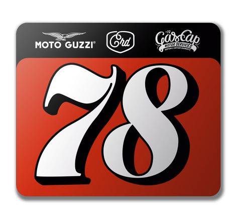 Dirt Track number plate for Crd Cafe Racer Dreams. Alex Ramon Mas design Race Numbers Design, Folding Bike Design, Dirt Bike Track, Cb 750 Cafe Racer, Dirt Bike Quotes, Numbers Typography, Cafe Racer Moto, Helmet Paint, Graphic Trends