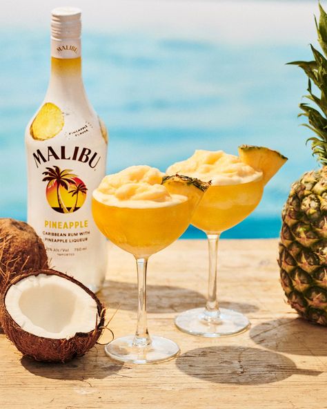 National Daiquiri Day is on July 19, and we’re celebrating with as many iterations of the iconic cocktail as possible. To help us observe the holiday and beat the summer heat, we’re mixing up these three frozen Daiquiris from Malibu Rum. Mix up one of these three frozen Malibu Daiquiris for an instant vacation. Malibu Cocktail, Malibu Recipes, Icon Reference, Malibu Rum Drinks, Malibu Pineapple, Malibu Cocktails, Strawberry Banana Milkshake, Pool Cocktails, Honey Cocktail