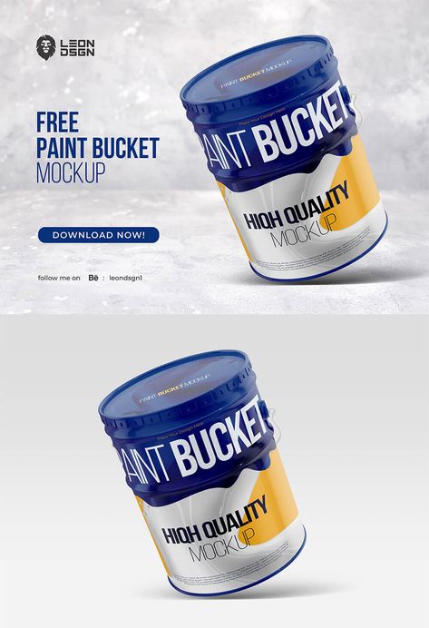 Bucket Design, Free Paint, Shadow Effect, Paint Buckets, Paint Brands, Mockup Free Download, Paint Cans, Free Mockup, Buckets