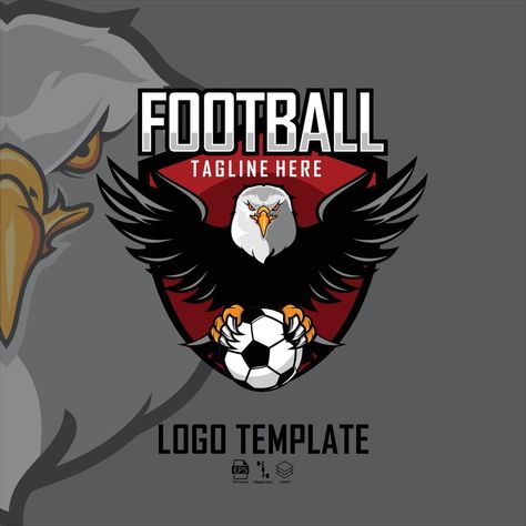 Ball Logo, Youtube Banner Backgrounds, Foot Ball, Youtube Banner, Youtube Banners, Football Logo, The Eagle, Gray Background, Logo Templates