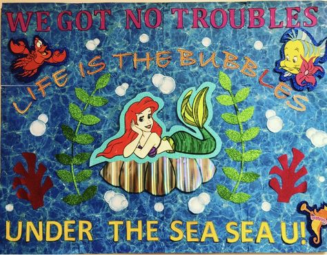 Little Mermaid Bulletin Board, Mermaid Bulletin Board, Bill Board, Bullentin Boards, Reading Month, Life Under The Sea, Ariel The Little Mermaid, Child Care, Teacher Classroom