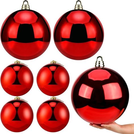 Amazon.com: 6 Pcs Extra Large Christmas Ball Ornaments 2 Pcs 12 Inch 4 Pcs 6 Inch Hanging Ball Oversized Huge Big Shatterproof Christmas Plastic Ball Ornament Decor for Outside Lawn Yard Xmas Tree(Red) : Home & Kitchen Christmas Ball Ornaments, Plastic Ball, Shatterproof Ornaments, Christmas Ball, Ball Ornaments, Christmas Balls, Xmas Tree, Christmas Colors, Christmas Traditions