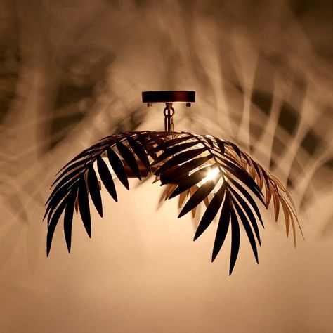 Metal Bedroom, Vintage Loft, Palm Leaves Pattern, Estilo Tropical, Metal Pendant Light, Modern Loft, Luminous Colours, Mode Design, Coconut Tree