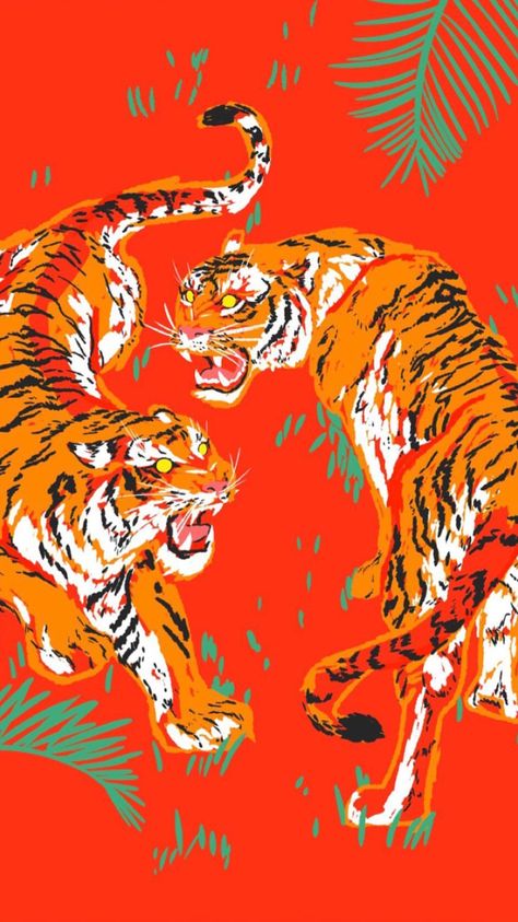 tiger wallpaper aesthetic orange red iphone Tiger Aesthetic, Art Tigre, ポップアート ポスター, Tiger Wallpaper, Tiger Art, Sticker Ideas, 문신 디자인, Arte Horror, Animal Wallpaper