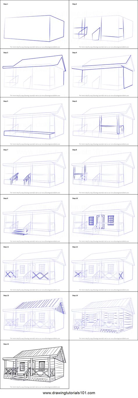 House Sketch Tutorial, Step By Step House Drawing, Step By Step Architecture Drawing, How To Draw A Log Cabin Step By Step, Draw House Step By Step, How To Draw A Cabin Step By Step, Step By Step Drawing Buildings, Architecture Drawing Easy Simple, Arhitecture Draw Beginner House