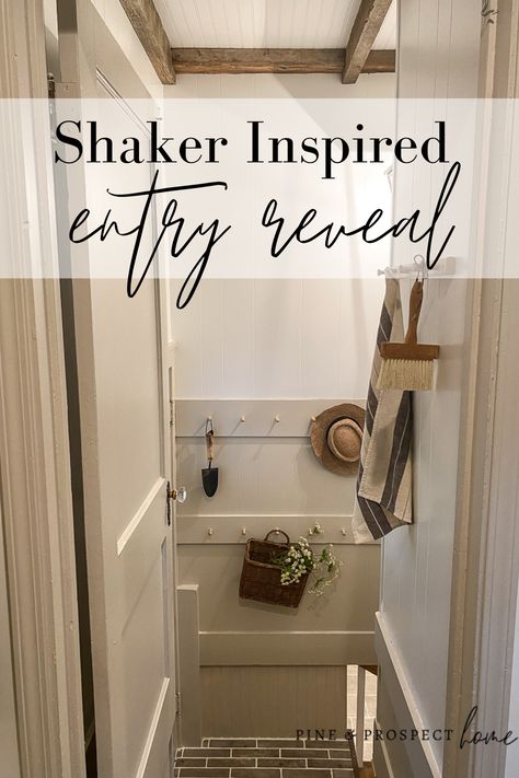 Shaker Inspired Entry Reveal Pine And Prospect Home, Pine And Prospect, Low Budget Decorating, Entryway Makeover, Simple Living Lifestyle, Thrifted Decor, English Cottage Decor, Entryway Inspiration, Entry Decor