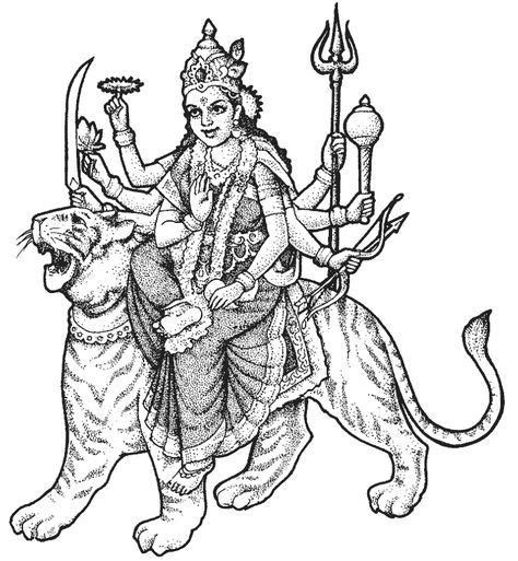 Coloring pages for Durga Puja « Hindu Mommy http://www.richaservices.com Spiritual Crafts, Kali Hindu, Indian Goddess, Mehndi Art Designs, Devi Durga, Goddess Artwork, Hindu Mythology, Maa Durga, Flower Stencil