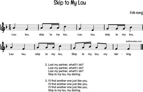 Skip to My Lou - Beth's Notes Music Activity, Skip To My Lou, Piano Notes, Music Ideas, Folk Song, Another One, Losing Me, Like You, Piano