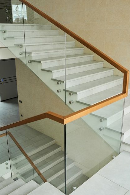 Stairs Railing Design, Staircase Glass Design, Glass Stairs Design, Glass Staircase Railing, Glass Railing Stairs, Stairs Railing, Window Glass Design, Staircase Design Modern, Staircase Railing Design