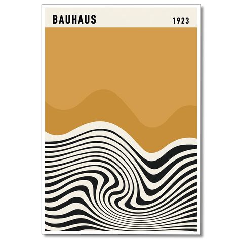 Bauhaus Wall Art, Mcm Wall Art, Bauhaus Posters, Mid Century Modern Painting, Wall Art Funky, Pictures Decor, Modern Bauhaus, Orange Poster, Posters Aesthetic