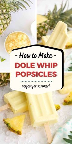 Dole Whip Popsicle Recipe, Best Homemade Popsicles, Make Your Own Popsicles For Kids, Hillbilly Housewife Recipes, Healthy Homemade Popsicles For Kids, Best Popsicle Recipes, Zoku Popsicle Recipes, Frozen Fruit Treats, Light Sweets Desserts