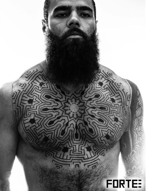 dillonforte  #geometrictattoo #ink #dotwork #blackwork Sacred Geometry Mandala Tattoo, Sri Yantra Tattoo, Mandala Chest Tattoo, Yantra Tattoo, Geometric Chest, 42 Tattoo, Unique Tattoos For Men, Muster Tattoos, Chest Tattoo Men