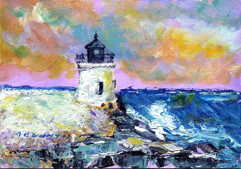 New England Painting, England Painting, Castle Island, Dolphin Painting, Portsmouth New Hampshire, Lighthouse Art, Seascape Wall Art, Room Painting, Castle Hill