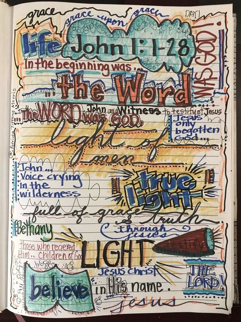 John 1 Bible Journaling, Bible Journaling John, John Chapter 1 Bible Journaling, John Chapter 1, Scripture Lettering, Inductive Bible Study, Bible Journaling Printables, Verse Mapping, Bible Study Methods