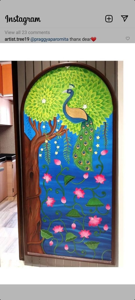 Peacock Pichwai Painting, Pichwai Paintings Peacock, Pichwai Peacock, Modern Pichwai Paintings, Peacock Wall Painting, Morden Art, Pichwai Art, Gond Art, Gond Painting