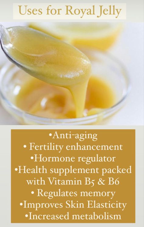 Benefits of royal Jelly: the food of the Queen Bee that lives 5 years longer than tbe regular worker bee. RJ has anti-aging properties, may enhance fertility, regulates hormones, has vitamkns b5 & b6, etx. Benefits Of Royal Jelly, Royal Jelly Benefits, Worker Bee, How To Regulate Hormones, Increase Metabolism, Royal Jelly, Improve Memory, Improve Skin Elasticity, Vitamin B5